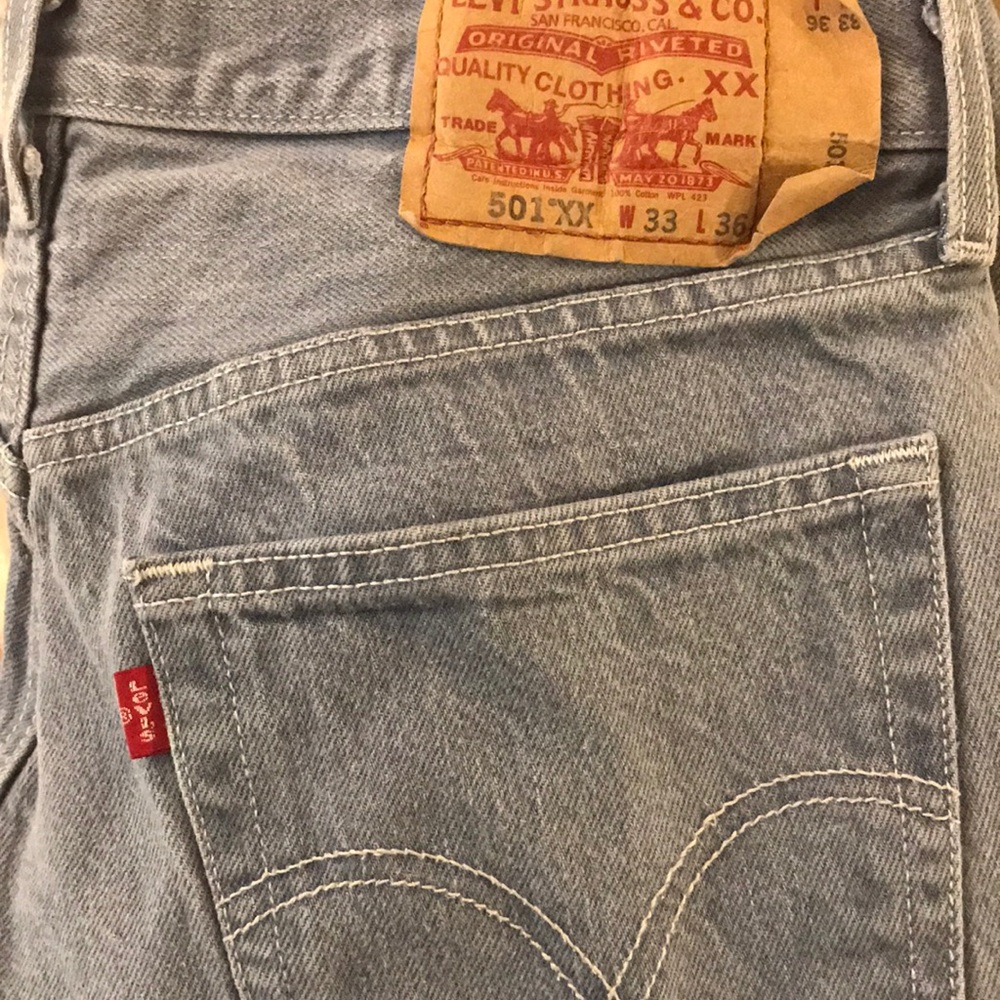 Levi’s 501XX button fly jeans blue gray 33x36